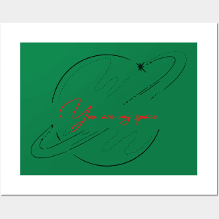 Black Red Minimalist You Are My Space Posters and Art